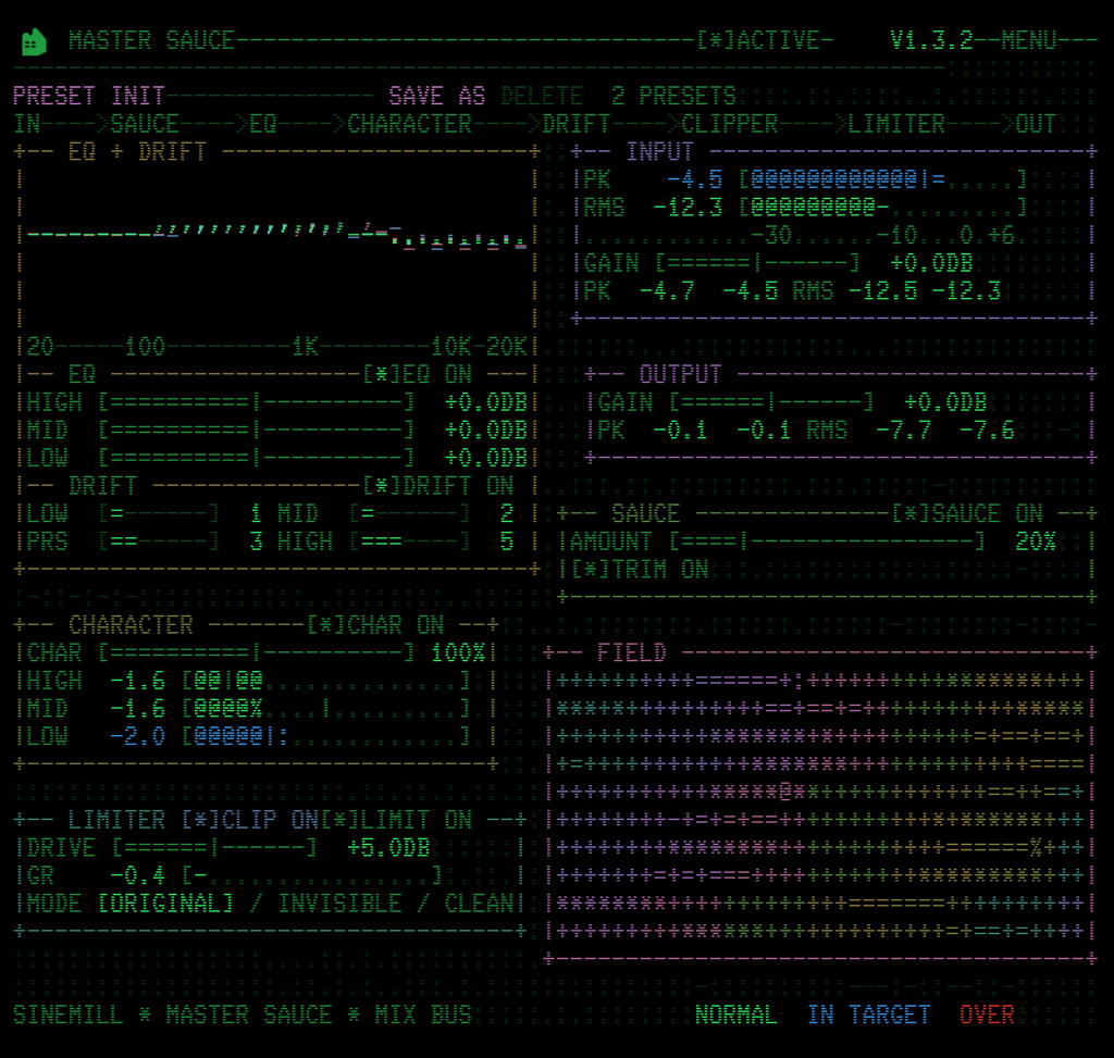 Master Sauce's interface.